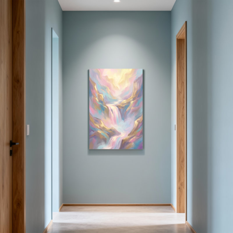 Abstract Dreamy Waterfall Mountain Landscape Art Print, 30" H x 20" W