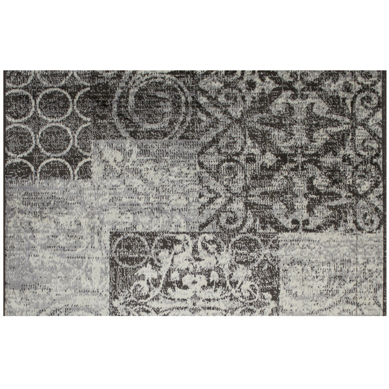 Tapis décoratif gris à motif géométrique Duffey, Rectangle 3 pi 3 po x 4 pi 6 po