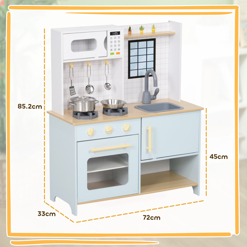 AIYAPLAY Kids Play Kitchen Large Toy Kitchen Light & Sound Stove Ages 3+