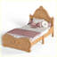 Lit plateforme vintage double sculpté avec tête de lit, cadre en bois massif, sommier à lattes, bois naturel, sans sommier tapissier, lit pour enfants et adolescents-376952977