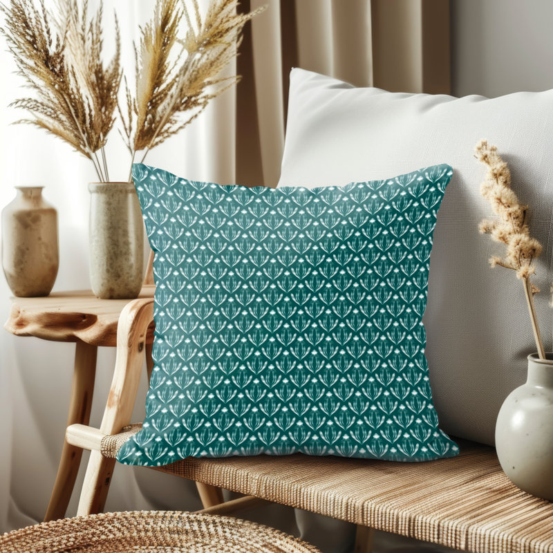 Housse de coussin, Géométrique vert foncé, H 17,5 po x l 17,5 po