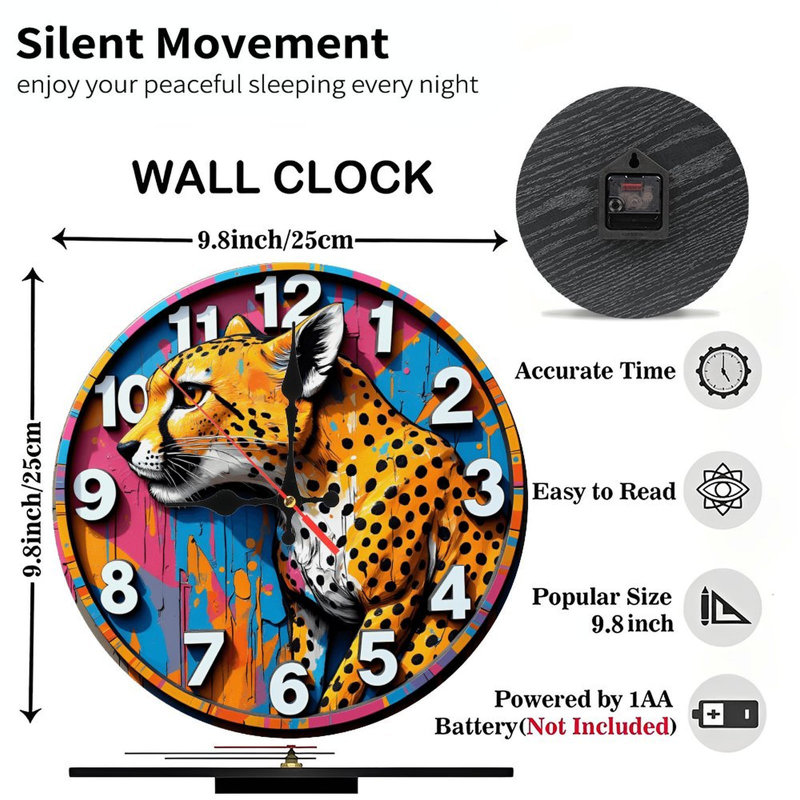 Horloge murale artistique léopard