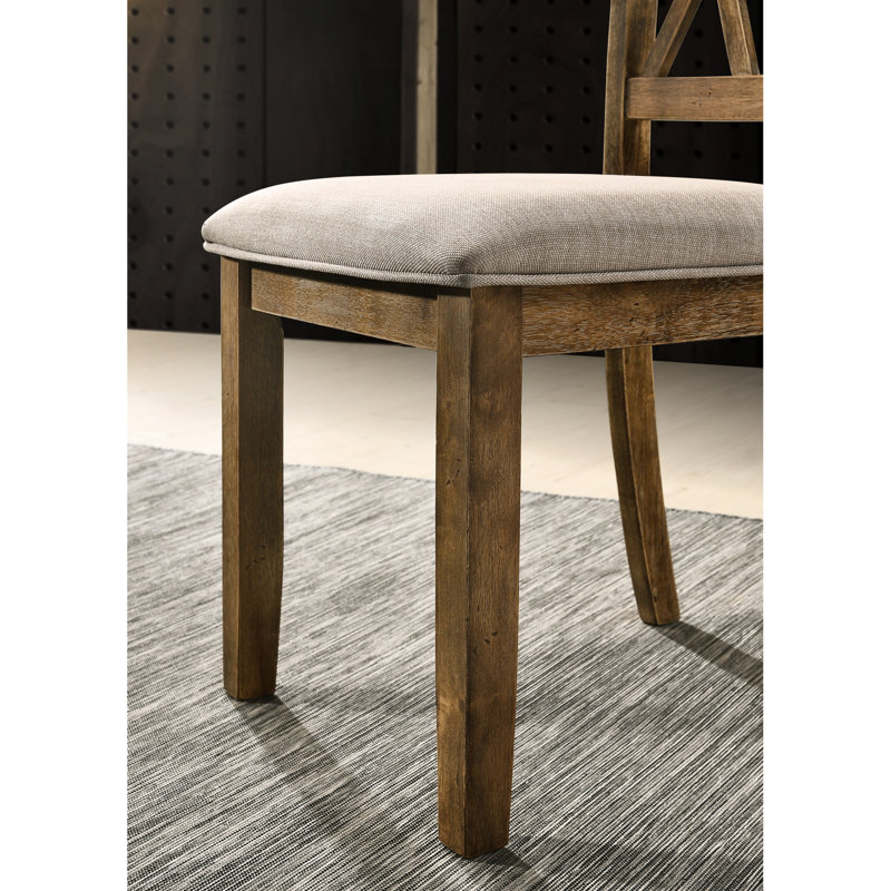 Chaise de salle à manger (2) - Bois franc et bois d'ingénierie Coussin en mousse confortable brun rembourré l 20 po x 19 po 38 po Finition chêne de style chalet