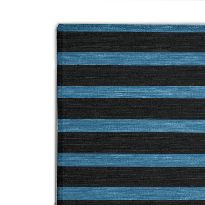 HorizontalStripes Black Indoor and Outdoor Area Rug, Rectangle 8' x 10'