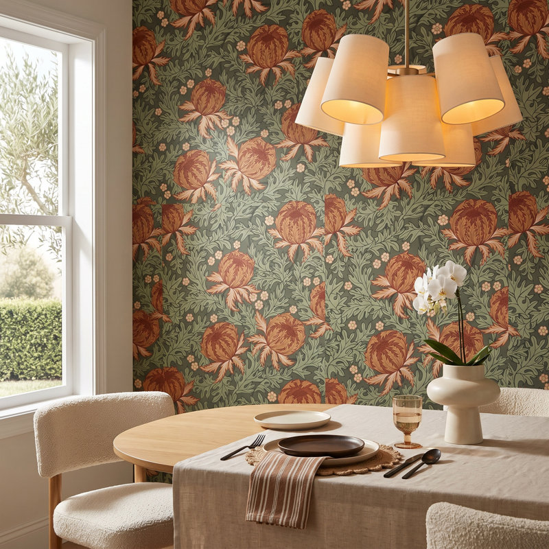 Clary Non-Pasted Floral Wallpaper Roll