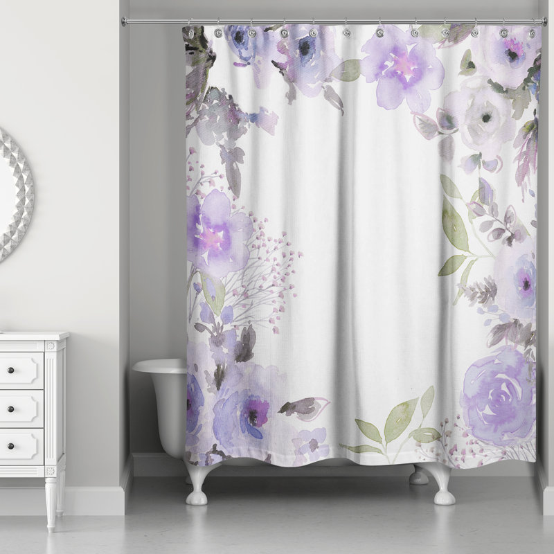 Rideau de douche simple à motif floral Warrenup, Mauve