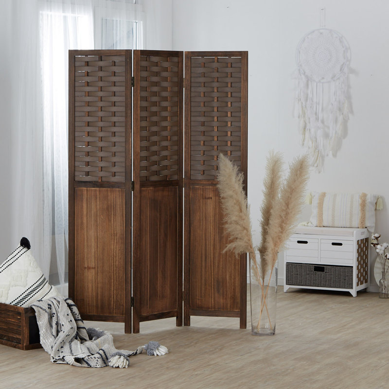 Abree 120cm W x 170cm H 3 - Panel Folding Room Divider, Dark Brown