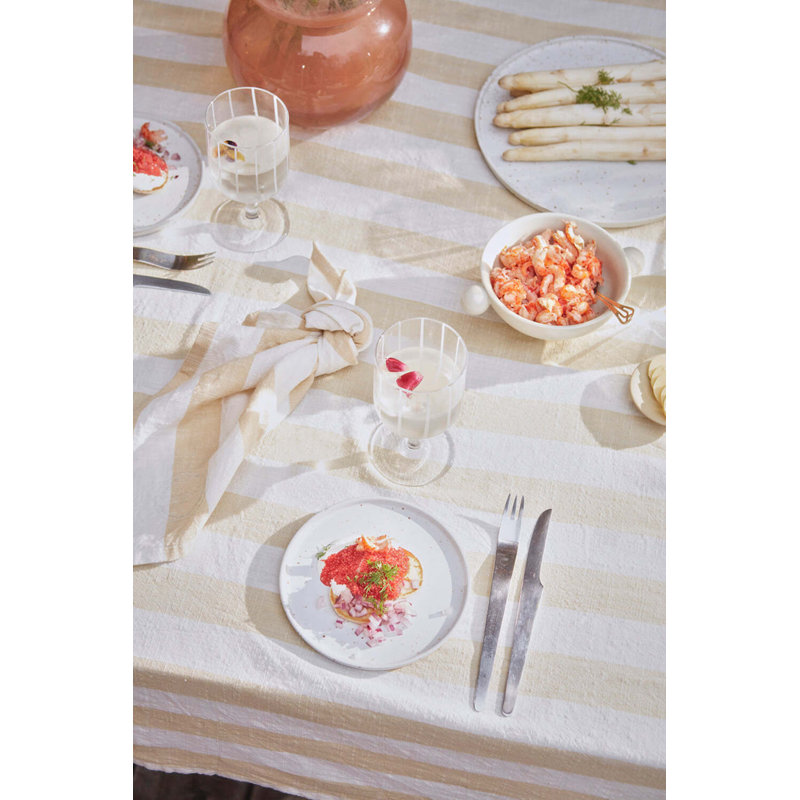 Striped Tablecloth, 78" L x 55" W, Vanilla
