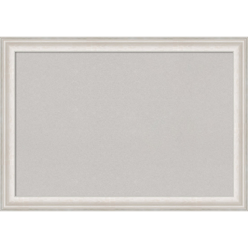 Grey Cork Board, Trio White Wash Silver Frame - Bulletin Board, Organization Board, Pin Board, 28" x 40"