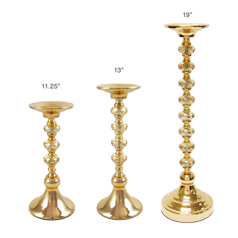 Bougeoir de table en cristal, H 11,25 po x l 5 po x P 5 po, Or