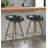 Set of Two 24" Black And Bronze Steel Backless Counter Height Bar Chairs