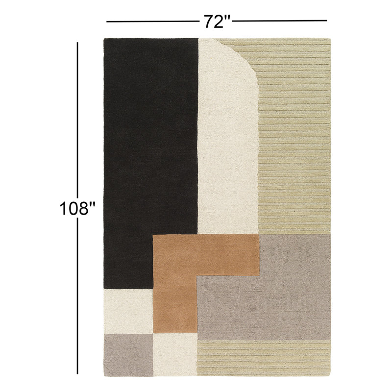 Mora Geometric Hand-Tufted Wool Area Rug, Rectangle 6' x 9'