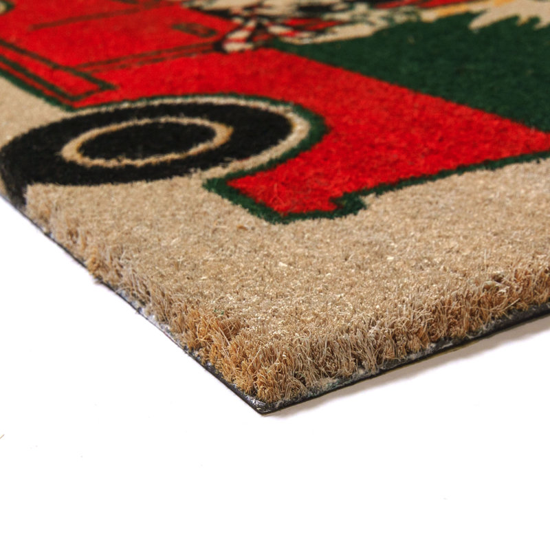 2 Piece Licensed Disney Mickey Mouse Coir 'Merry Christmas' Graphic Door Mats Set