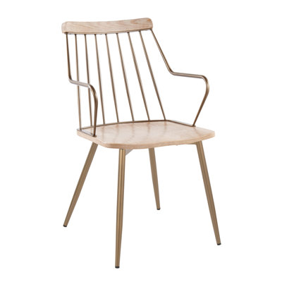 Chaise en cuivre antique et bois blanchi