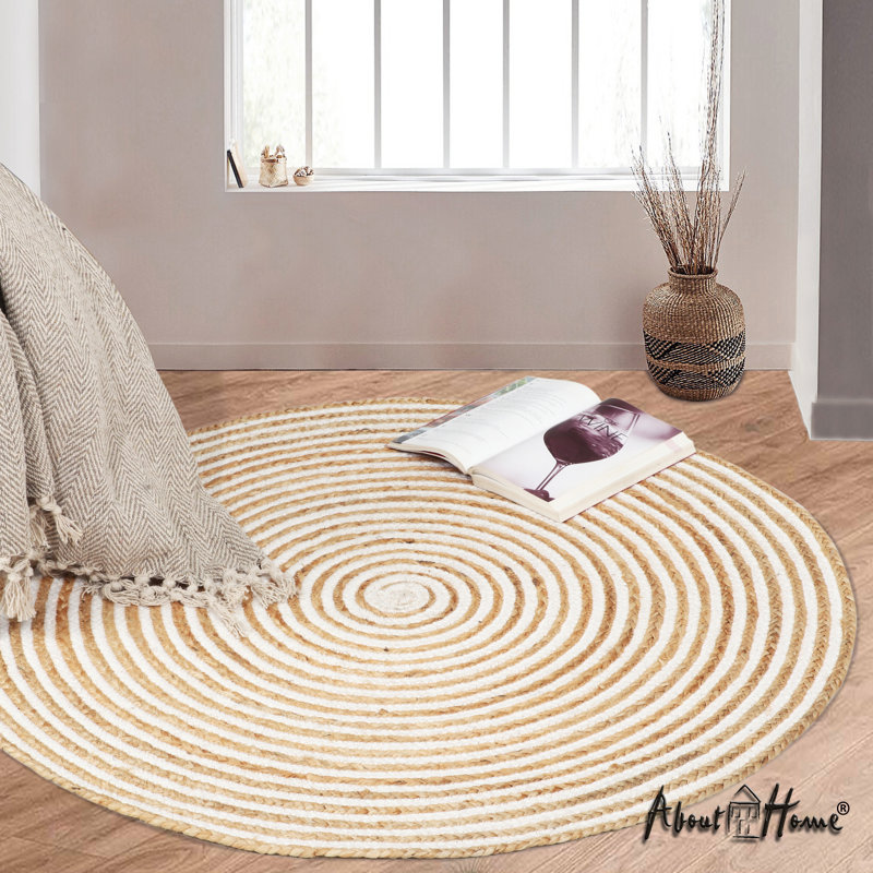 Round Striped Hand Woven Indoor / Outdoor Area Rug, Round 120cm