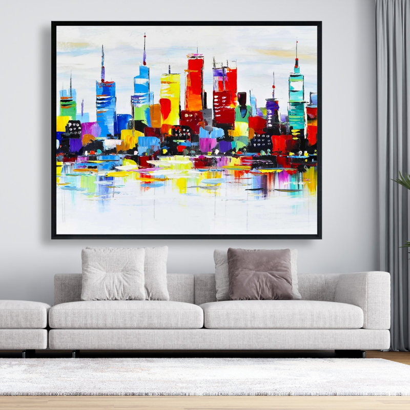 «Abstract And Colorful City» sur toile, H 48 po x l 60 po