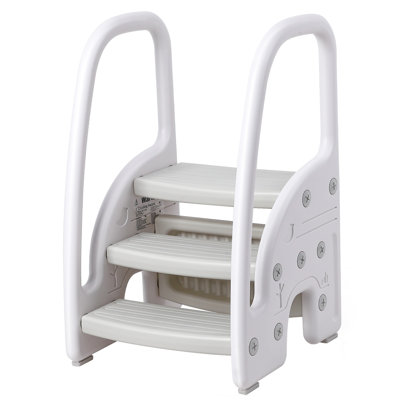 Toddler 3 Step Stool Kids Standing Tower for Bathroom Sink Kitchen Counter, Plastic Stepping Standing Stool Helper with Handles Sides for Toilet Potty by Zoomie Kids