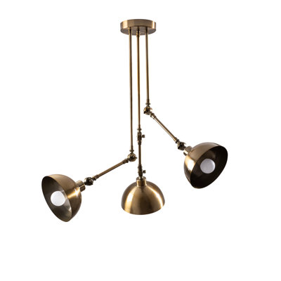 Lustre vintage scandinave, structure en métal, 35,4 x 35,4 x 38,6 pouces | 3 x douilles E27 (40 W maximum) | Élégante couleur chameau, design moderne glamour, parfait pour la salle à manger et les espaces de vie, classé IP20