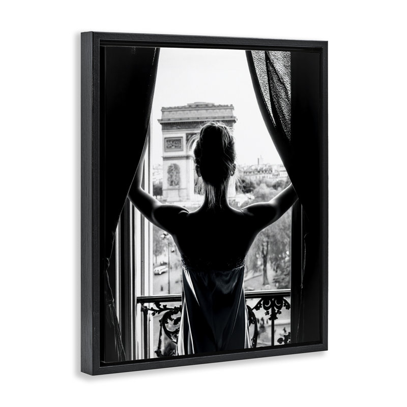 Cadre flottant Morning In Paris, conception par Annabelle Hall, H 31 po x l 25 po, Cadre flottant noir de jais