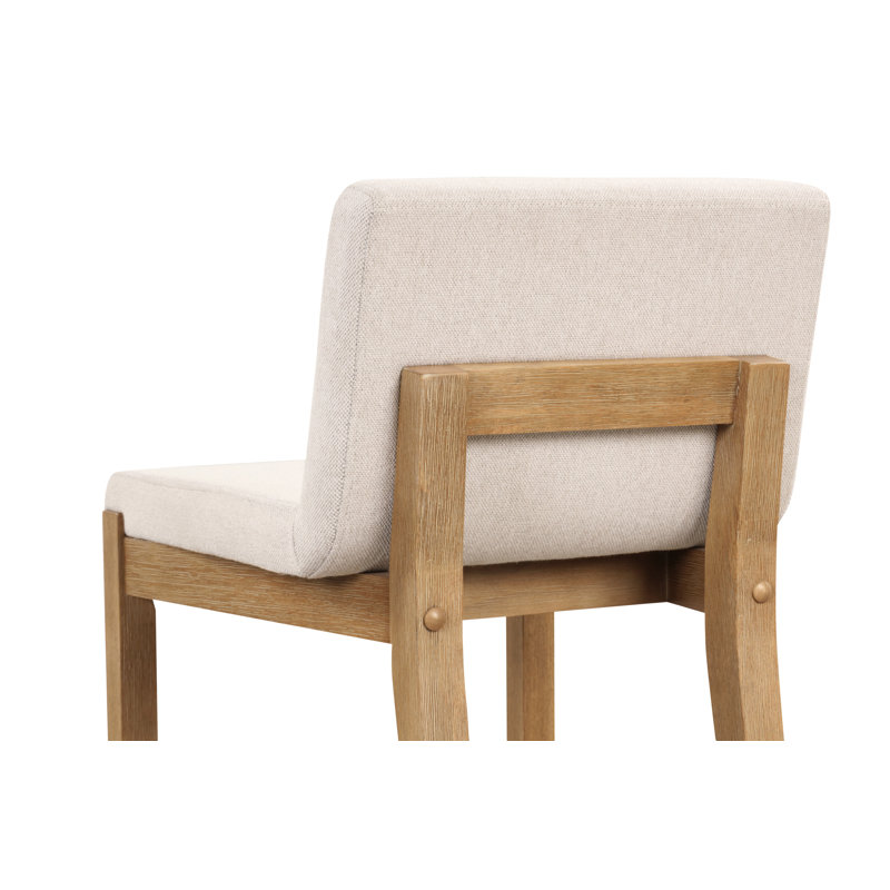 Light Brown Faux Leather Counter Stools with Wooden Legs, Set of 4