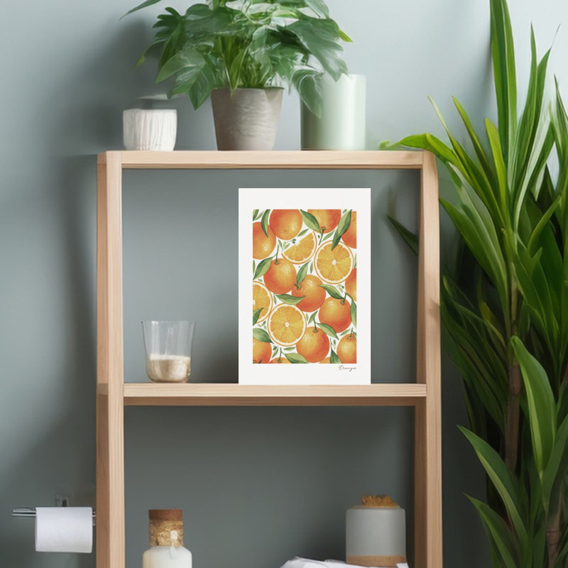 Fresh Oranges Pattern Organic Vibrant Abstract Fruit Summer Wall Art, 18" H x 12" W