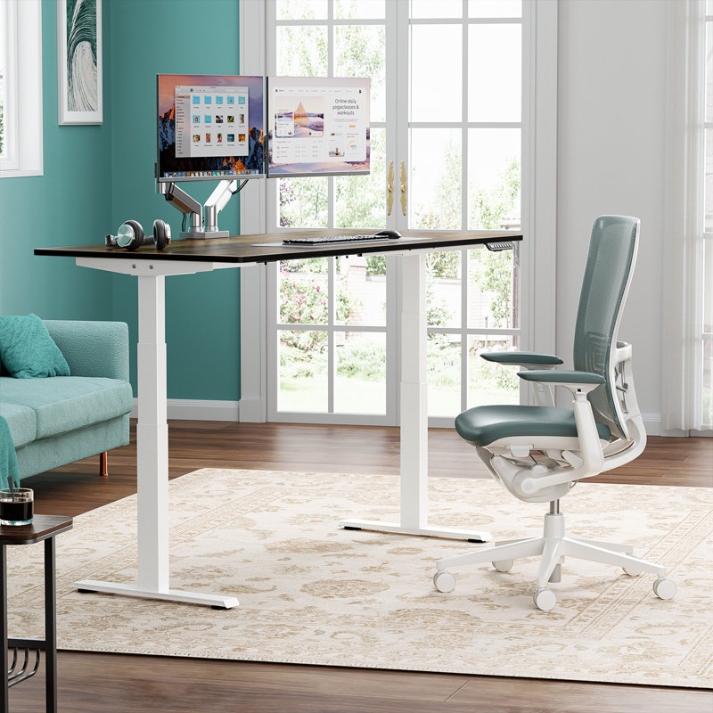  Bureau debout de qualité supérieure, Brun, H 49,3 po x l 59 po x P 30 po, Blanc