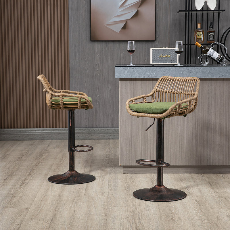 Ensemble de 2 tabourets de bar pivotants réglables avec repose-pieds, Vert