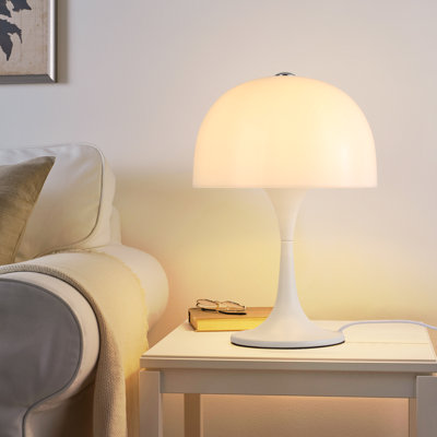 Lampe de table moderne et élégante G9 3 lumières blanc laiteux champignon pour chambre à coucher
