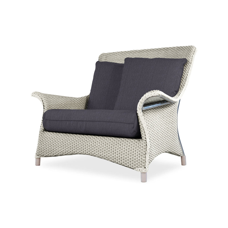 Mandalay Outdoor Lounge Chair, Decorline Navy, Linen