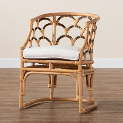Bonetta 24.4" Wide Rattan Cotton Armchair