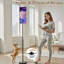  68.5" Standing Floor Lamp Cute Baby Astronaut Kawaii Galaxy Smiling Planets Stars Rocket Purple Dimmable Metal Pole Lamp with Linen Lampshade LED Bulb Included