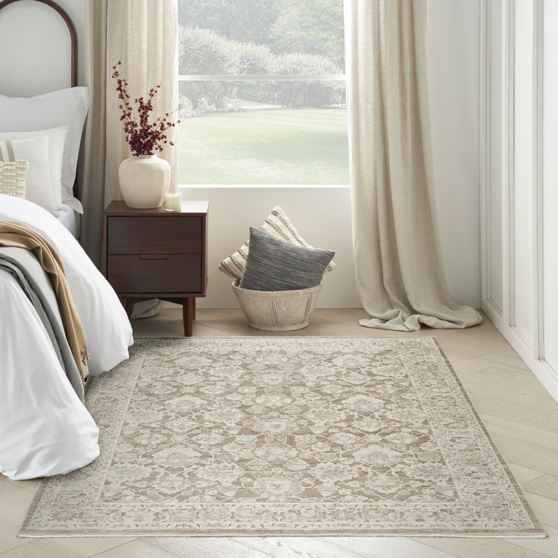 Shadows Ivory Mocha Vintage Indoor Rug, Rectangle 3'11" x 5'11"