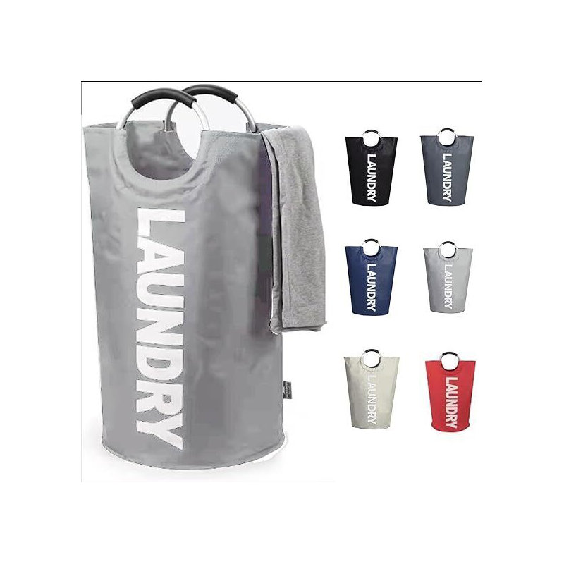 Anaria Fabric Laundry Bag with Handles, Silver
