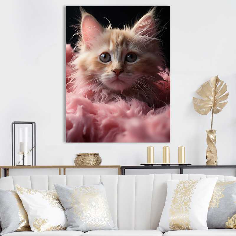 " Bathroom Cuddly Kitten Bath III ", 44" H x 34" W x 1.5" D, Wrapped Canvas