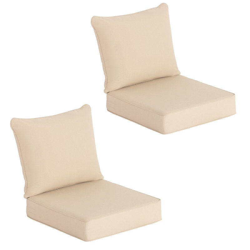 Ensemble de 2 coussins de chaise d'extérieur / intérieur à assise profonde 22 "x 24" (conception résistante à l'eau), Beige
