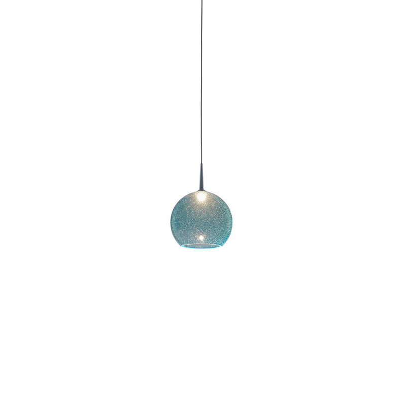 Luminaire suspendu sphère 1 lumière Bobo, Verre turquoise