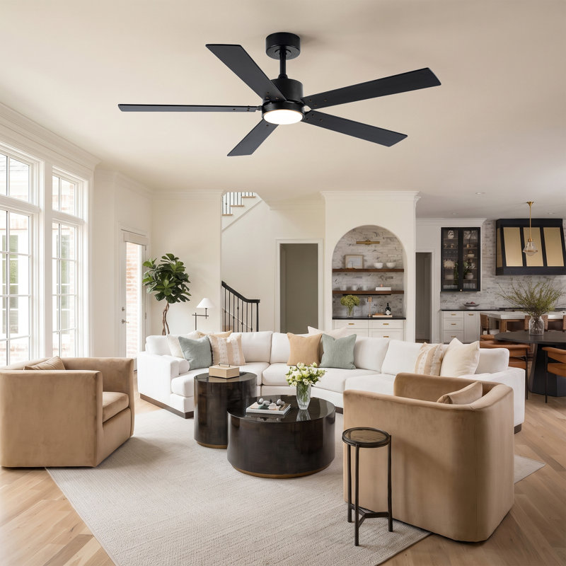 Vaczon 52" Smart Dimmable LED Ceiling Fan, APP and Remote Control, 6 Speeds Reversible DC Motor, 3 Color Lights, Timer, Double-sided Wood Blades, 6"/10" Downrods