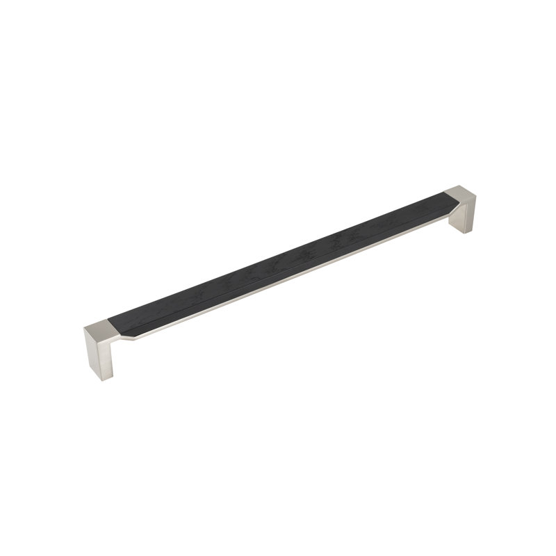 Monroe Bar / Handle Pull, Satin Nickel/Black Wood, 18"