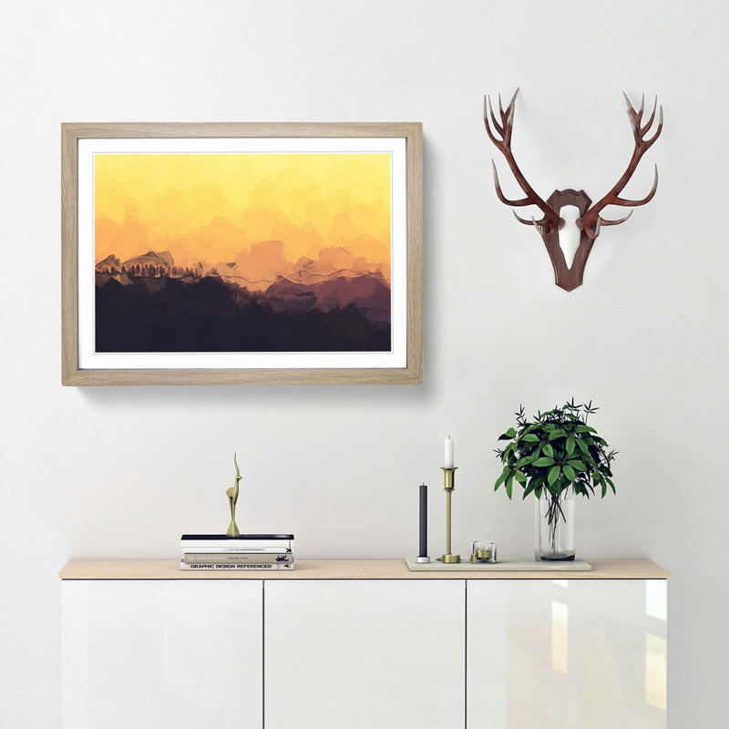 Sunset View in Abstract - Picture Frame Graphic Art Print, Oak Framed, 36cm H x 48cm W x 2cm D