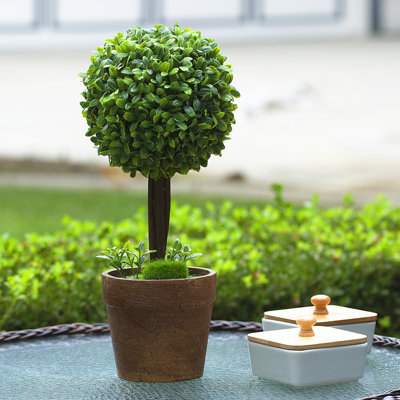 Topiaire buis artificiel 12 po dans un pot