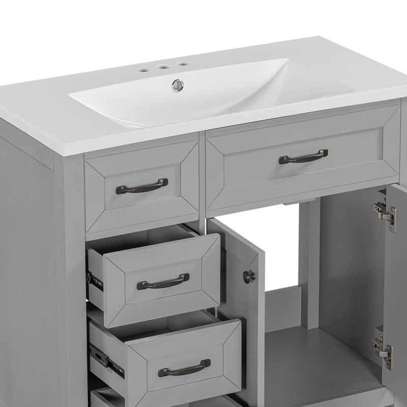 Joannes 35.98'' Single Bathroom Vanity with Top, Gray