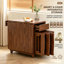 Solid Wood Folding Dining Set, Walnut Table with 4 Chairs, 2 Storage Drawers and Rolling Casters-469934069