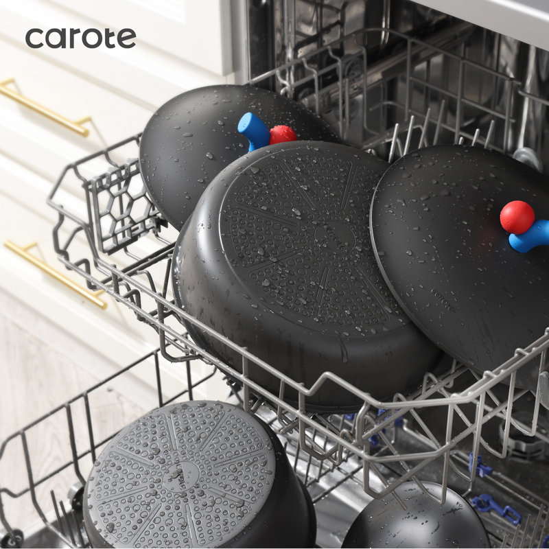 Carote-24 Pieces Nonstick Cookware Set With Detachable Handles, Oven/dishwasher Safe, Grey