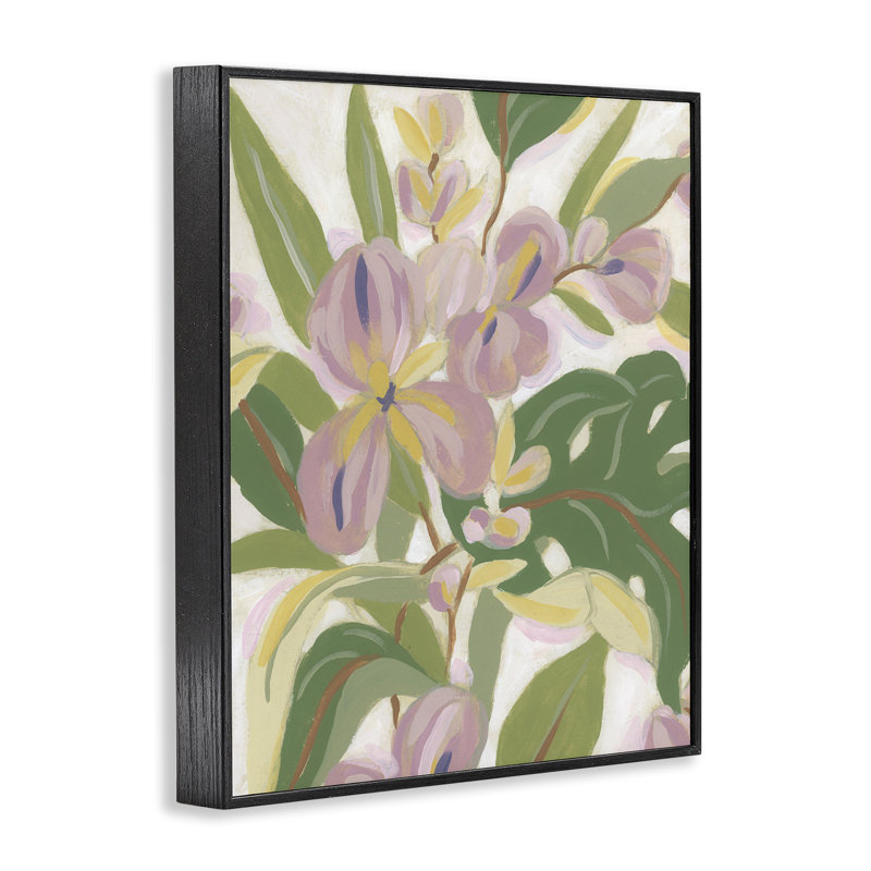 Art giclée de Trillium pâle et feuilles par June Erica Vess, H 30 po x l 24 po, Cadre noir