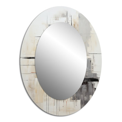 Minimalist Montage IV - White Modern Oval Wall Mirror