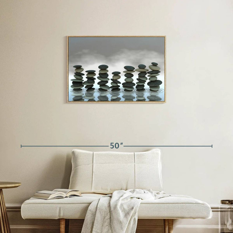 Pierres zen, Cadre flottant en bois naturel, 31 po x 21 po