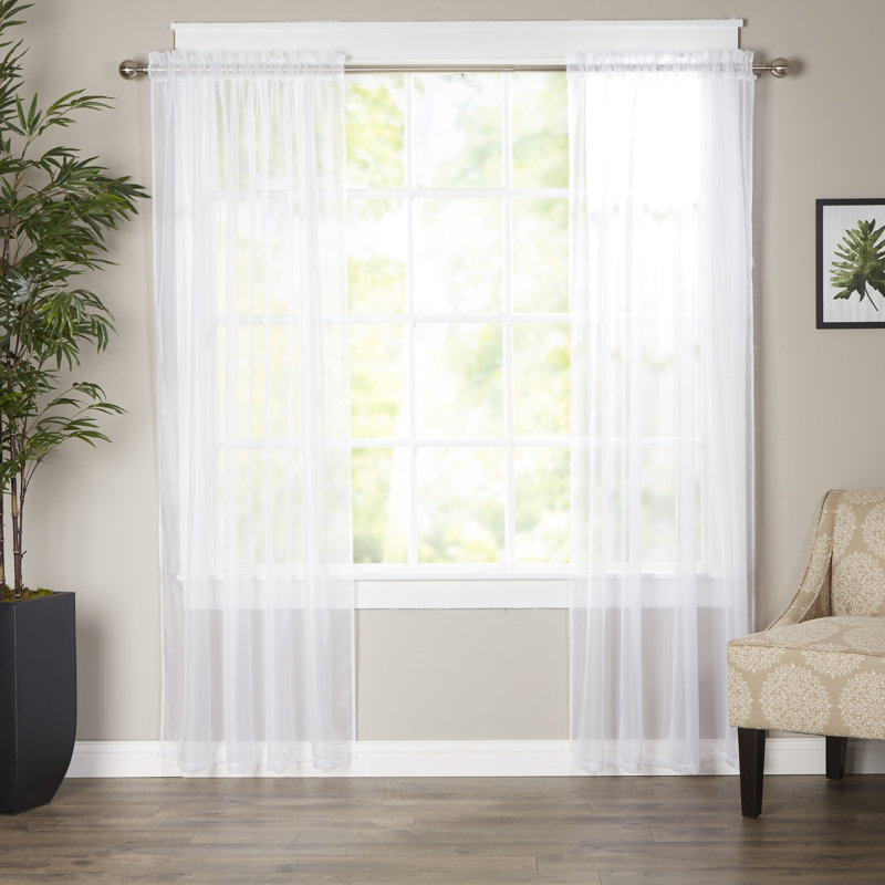 Sheer Sliding Panel Pair, blanc, 60" L x 84" L