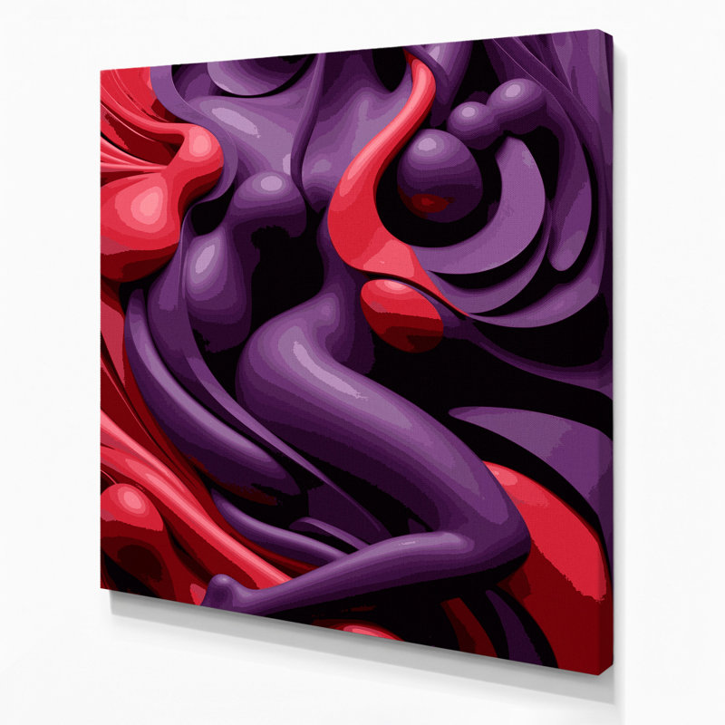 Art mural abstrait sur toile 74 mauve, H 32 po x l 32 po