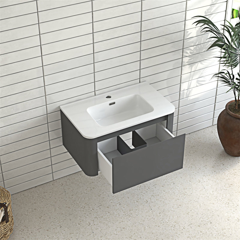 Meuble-lavabo mural avec lavabo en céramique, 30"