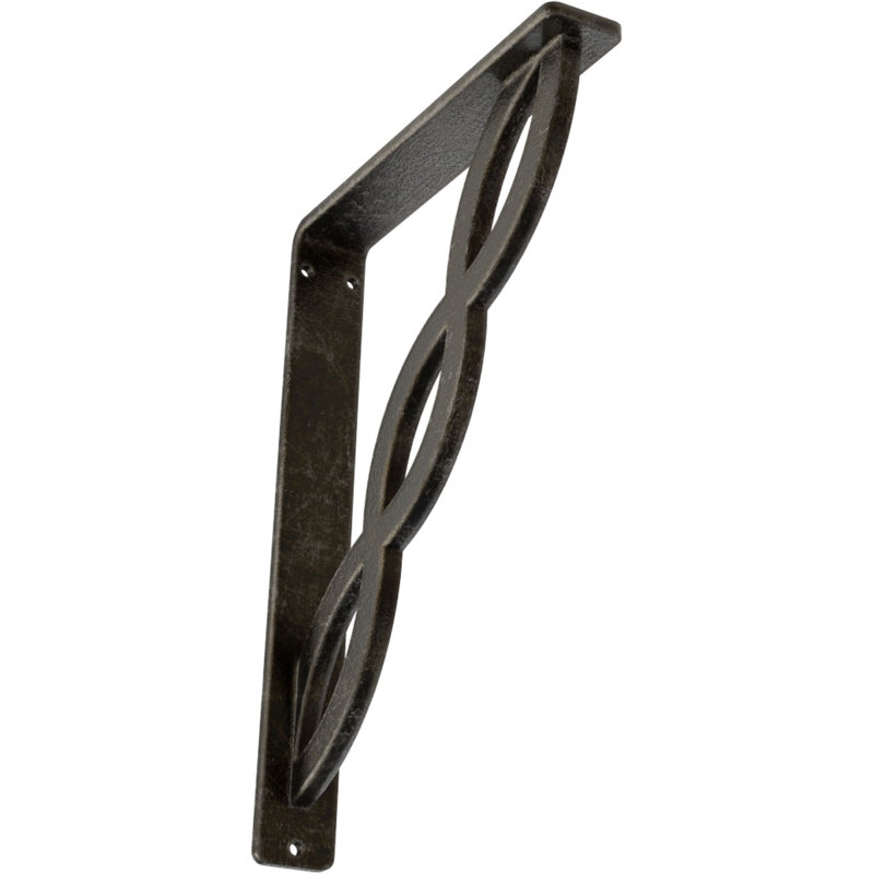 Support en fer forgé, Argenté antique chaleureux, H 10 po x l 1,5 po x P 7,5 po
